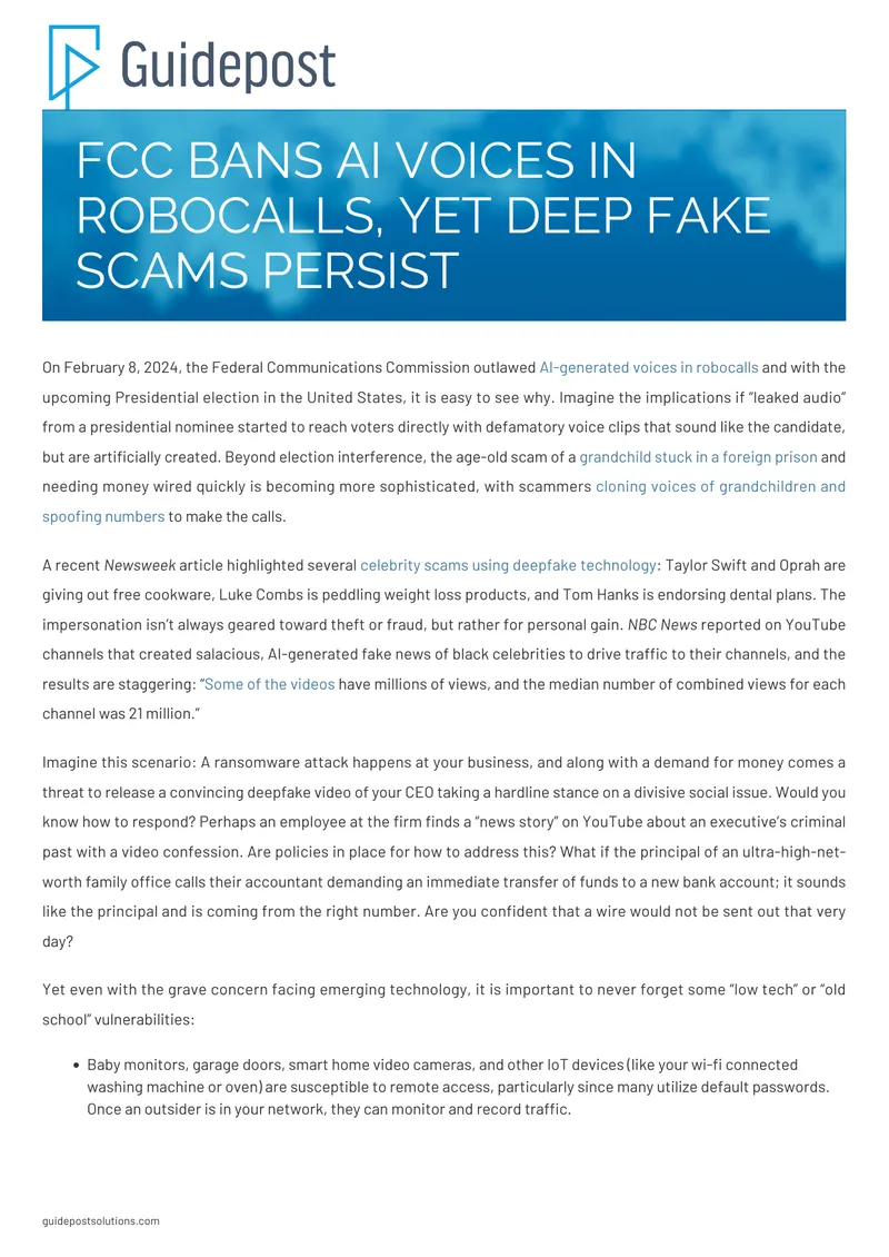Addressing Risks of AI and Deepfake Technology