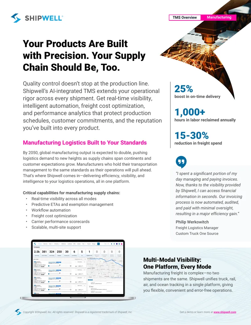 Transportation Management System for Manufacturing Logistics