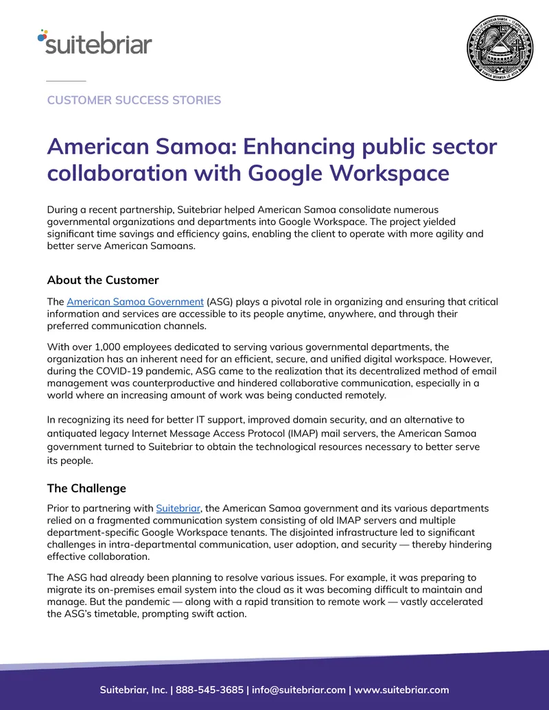 American Samoa Government Google Workspace Migration