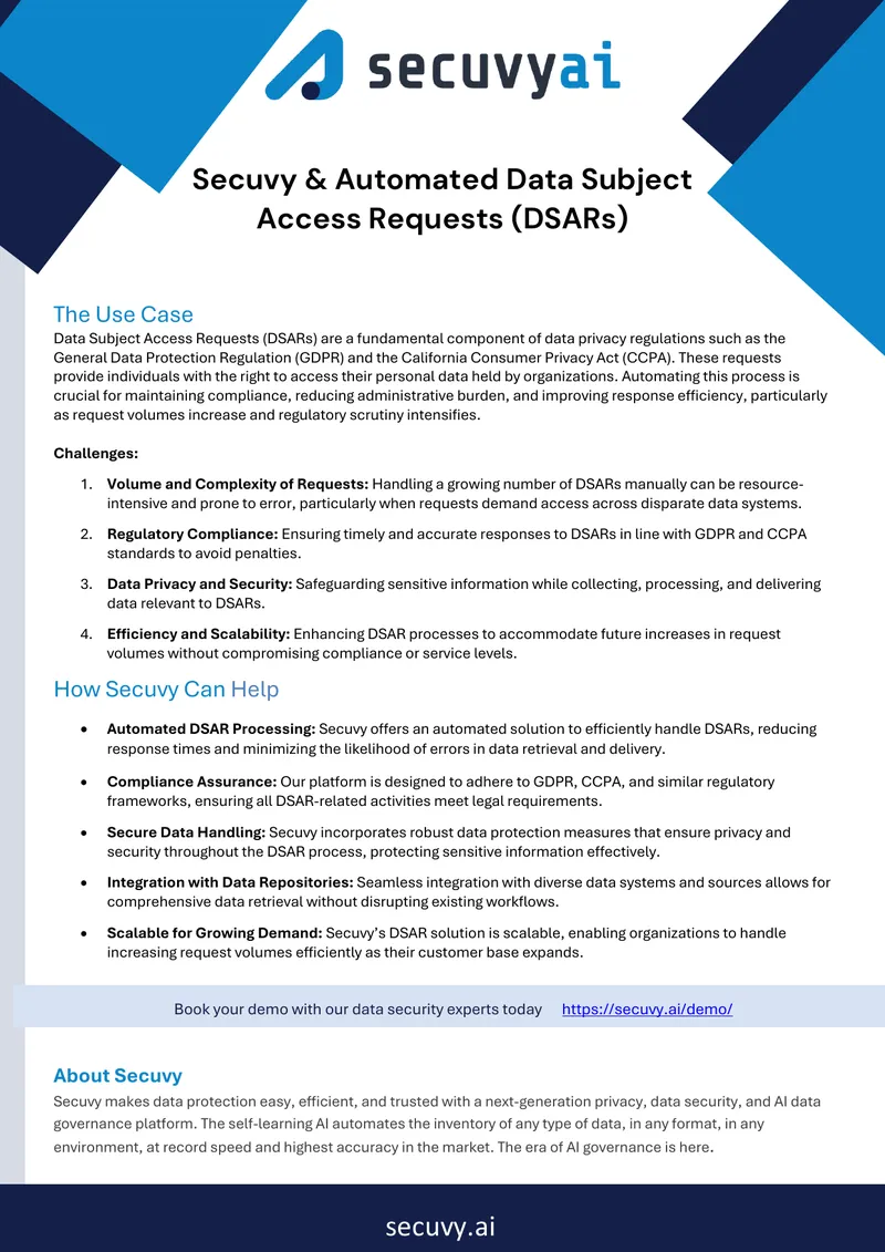 Automated Data Subject Access Requests Processing