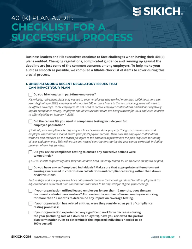 401(k) Plan Audit Checklist for Employers