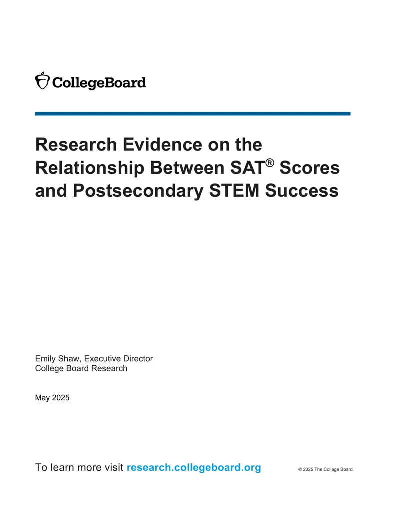 Research Evidence on SAT Scores and STEM Success