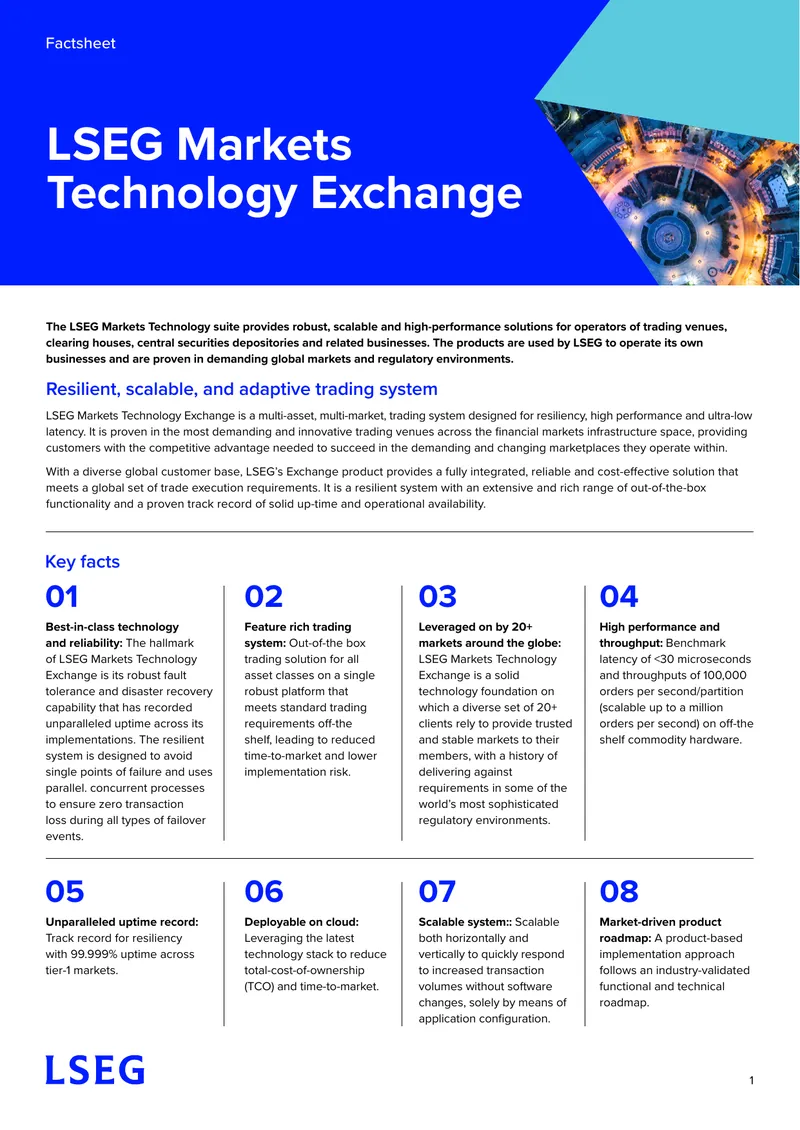 LSEG Markets Technology Exchange Functional Overview