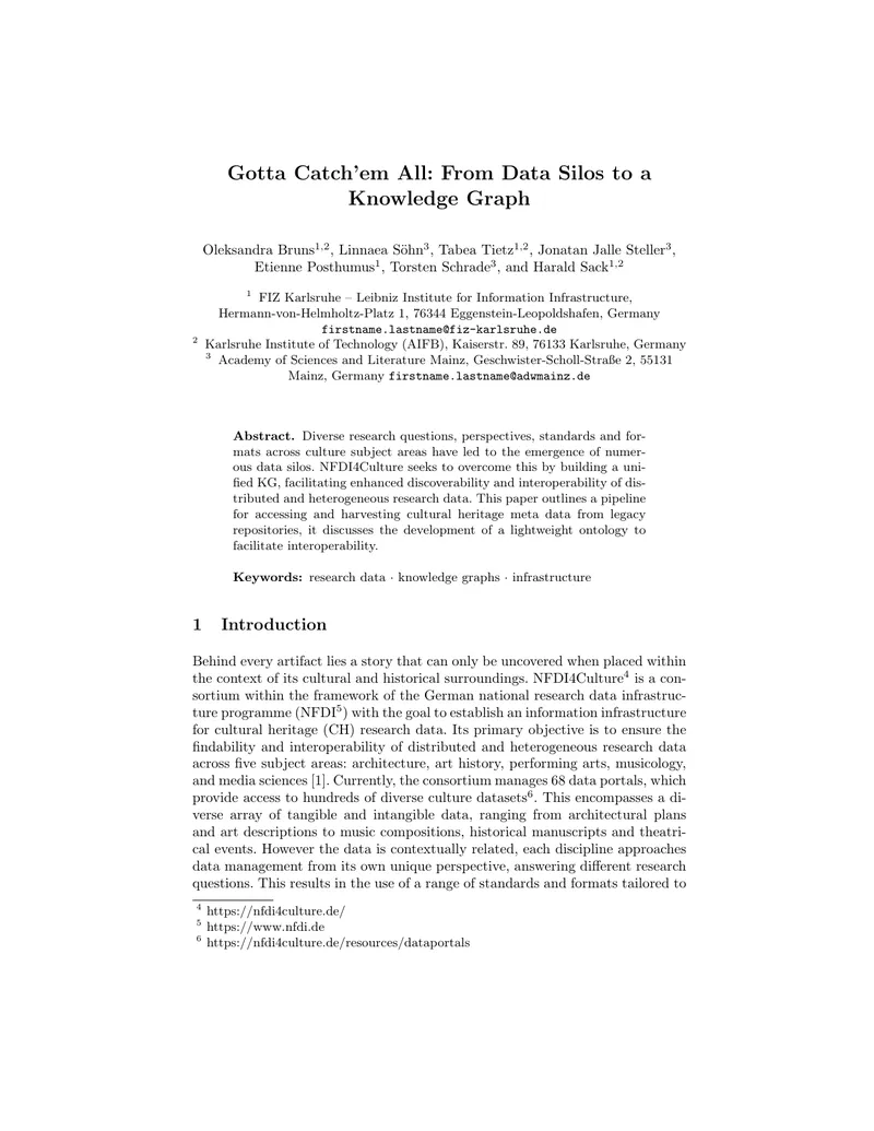 Knowledge Graph Development for Cultural Heritage Data