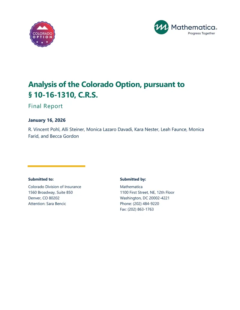 Analysis of the Colorado Option Final Report