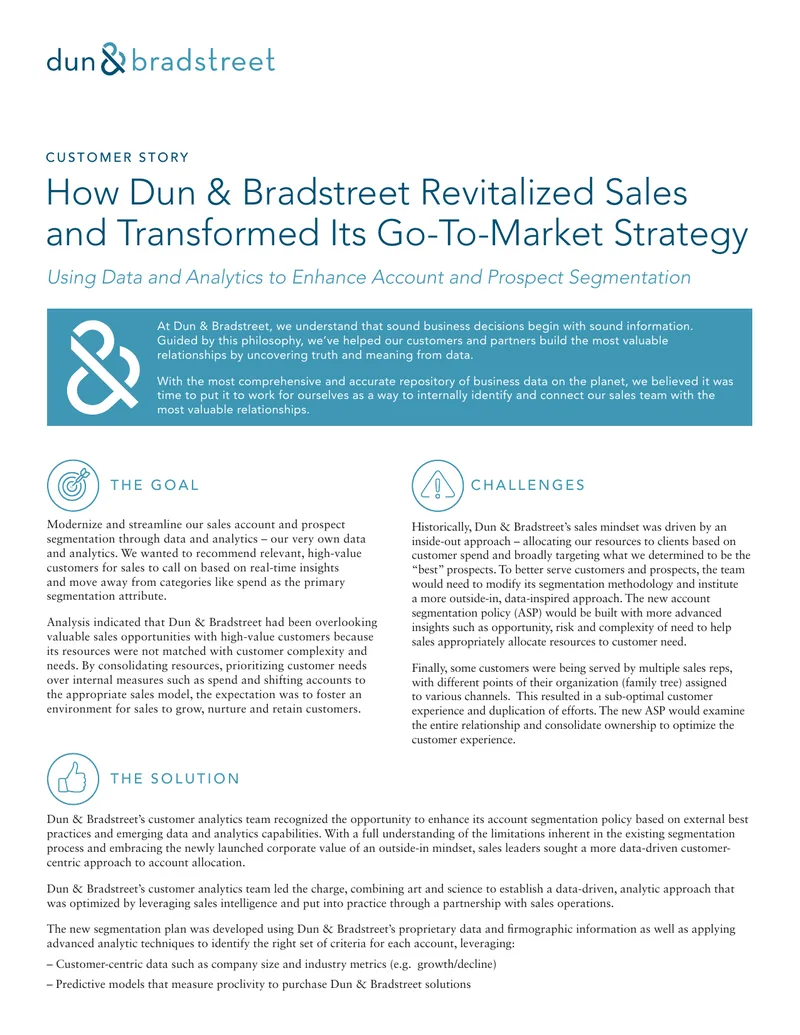 Dun & Bradstreet Account Segmentation Policy Enhancement