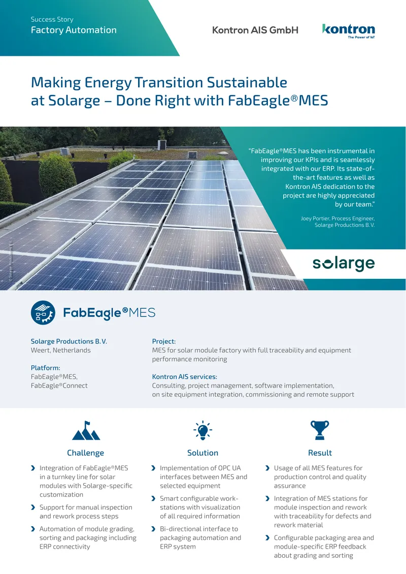 Implementation of FabEagle®MES for Solar Module Production