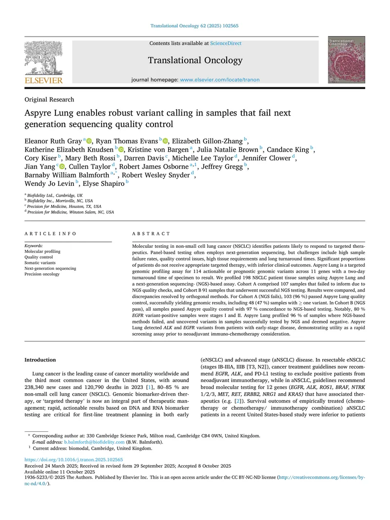 Aspyre Lung Variant Calling in NSCLC Samples