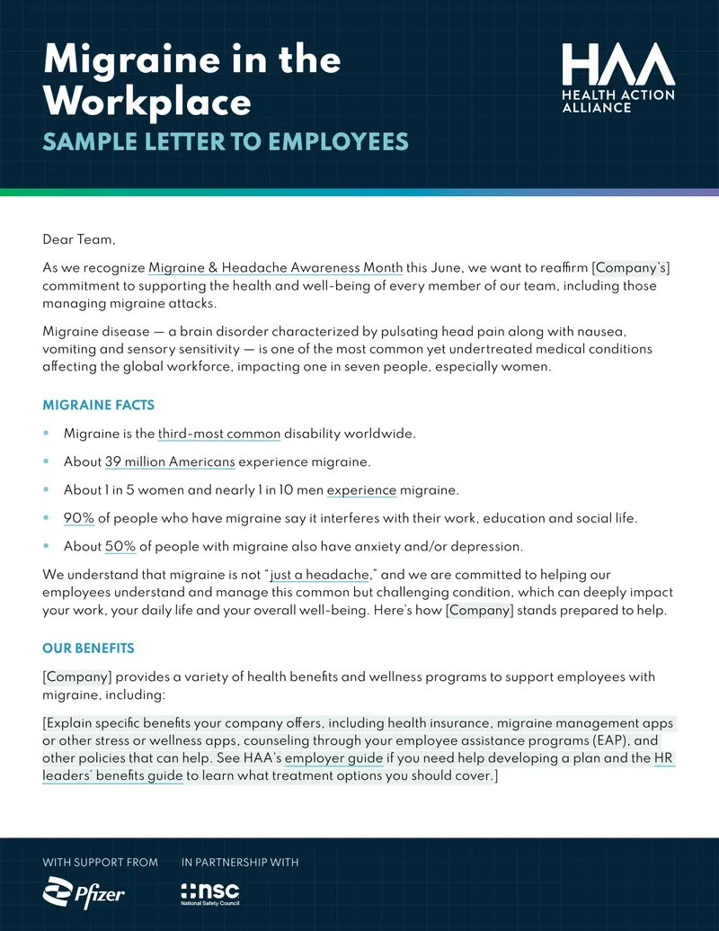 Migraine Management Support in the Workplace