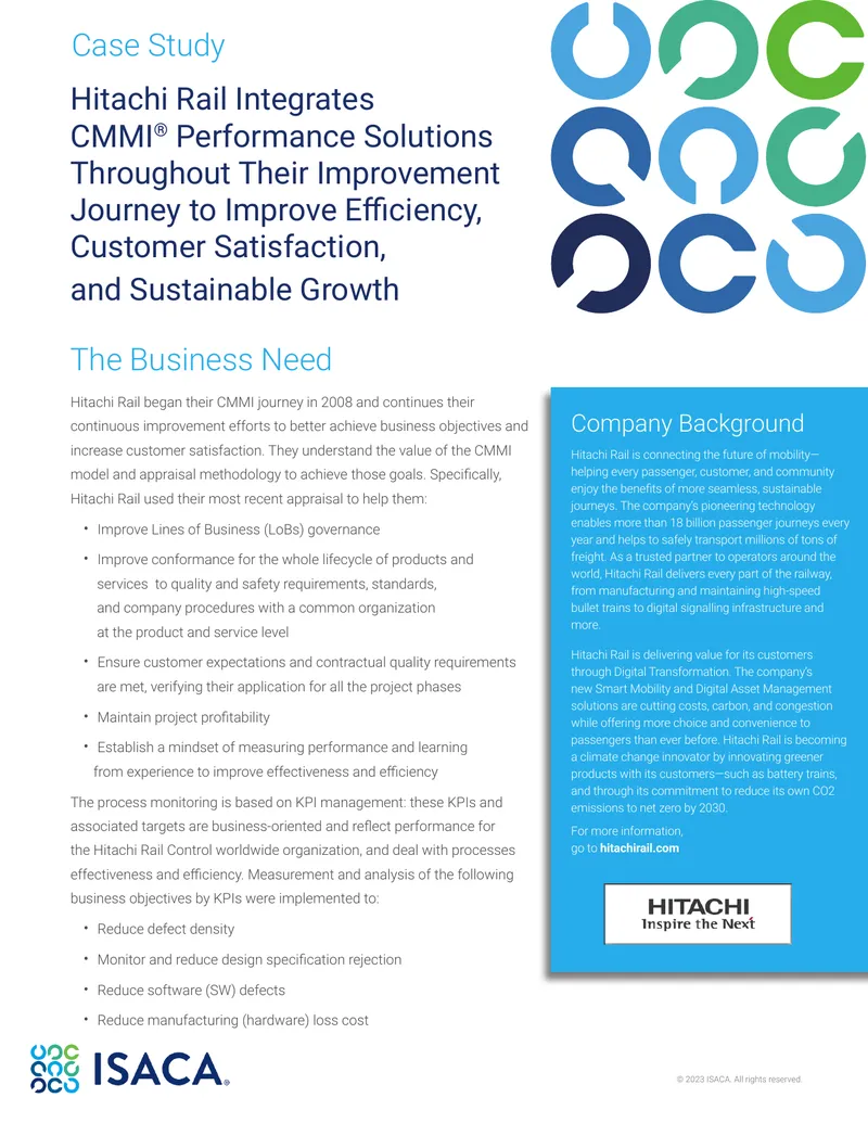 Hitachi Rail CMMI Performance Solutions Case Study