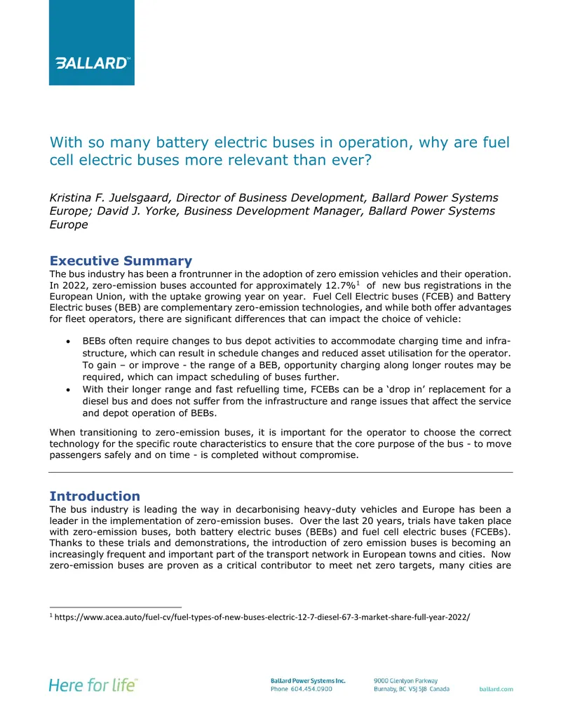 Comparison of Fuel Cell and Battery Electric Buses