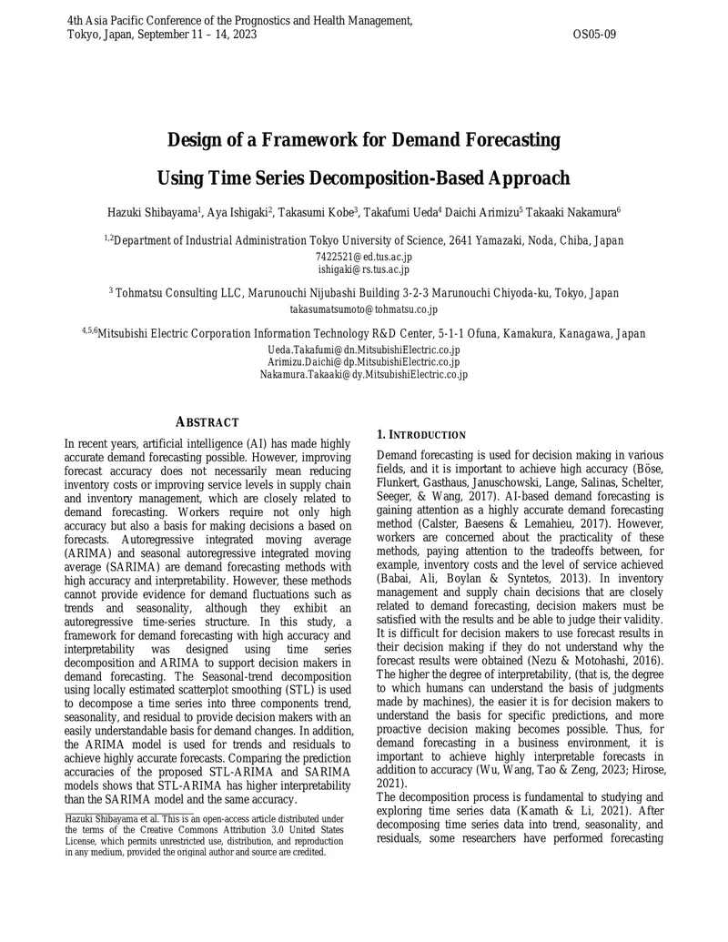 Framework Design for Demand Forecasting Using Time Series Decomposition