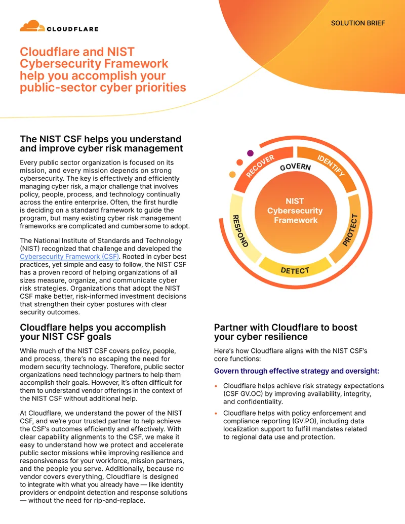 Cloudflare and NIST Cybersecurity Framework Solution Brief