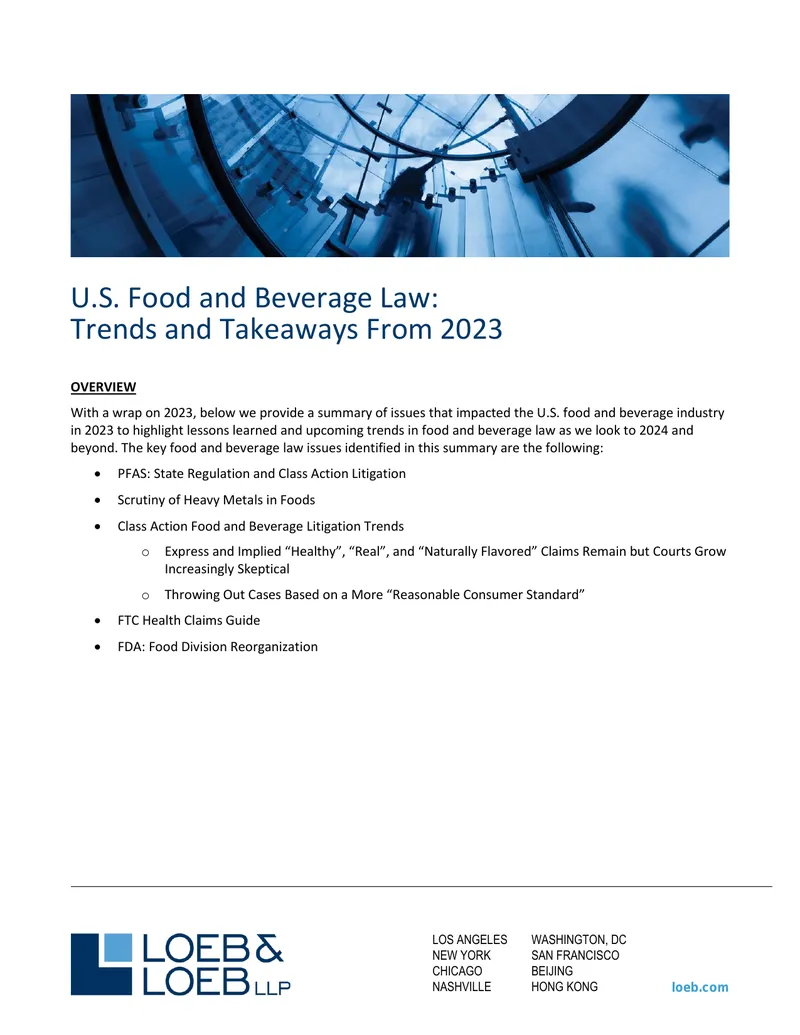 U.S. Food and Beverage Law Trends and Takeaways 2023