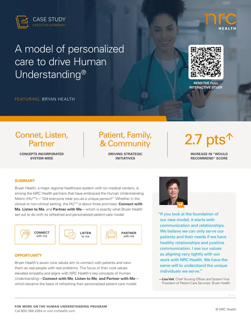 Bryan Health Human Understanding Patient Care Model