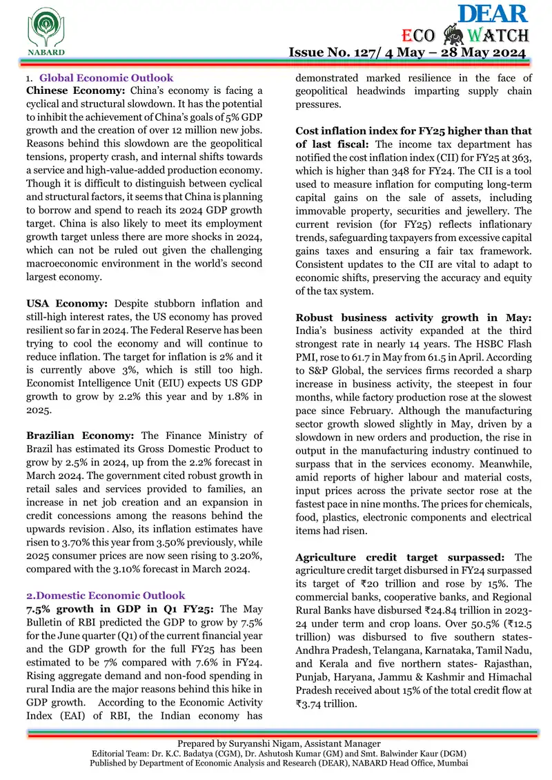 Global and Domestic Economic Outlook Report