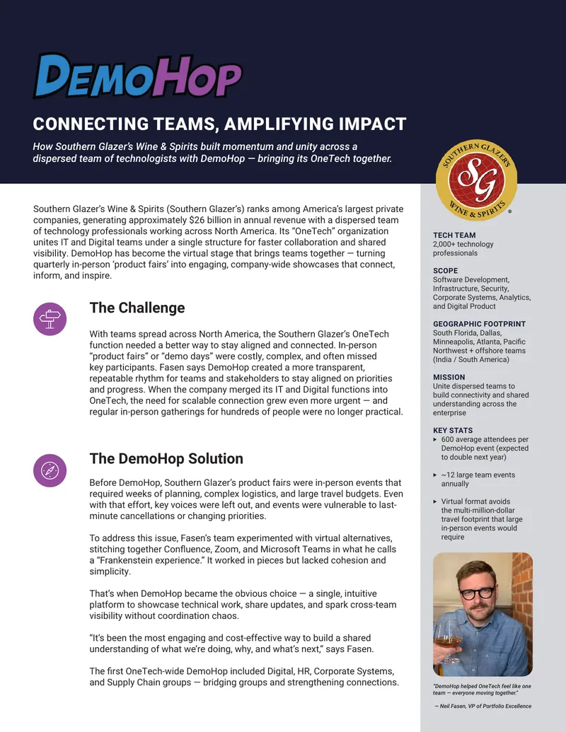 Southern Glazer’s OneTech Virtual Collaboration Strategy