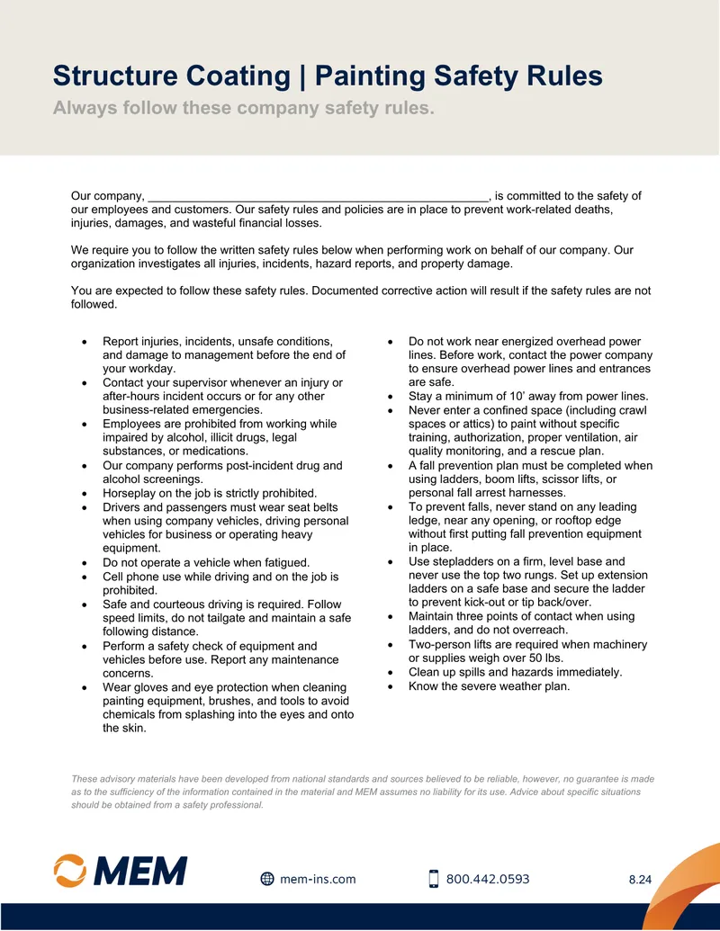 Structure Coating Painting Safety Rules