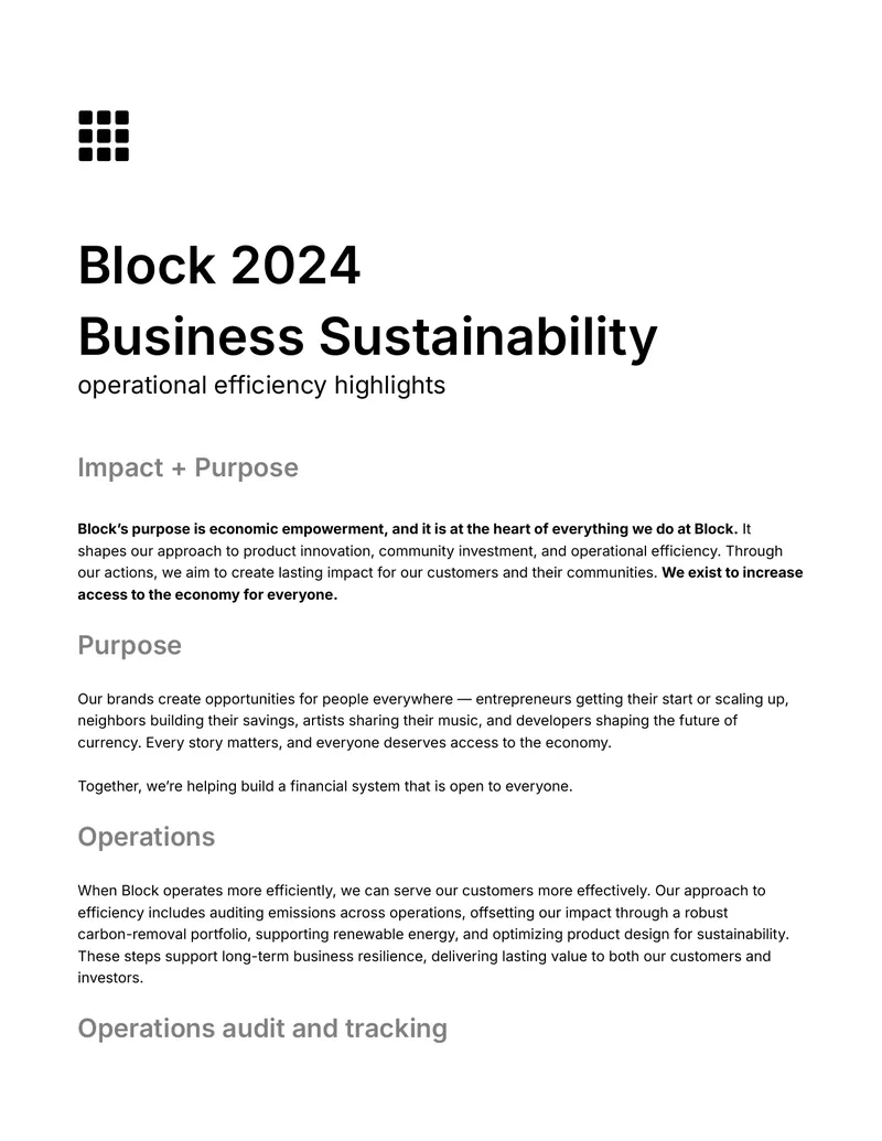 Block 2024 Business Sustainability Report