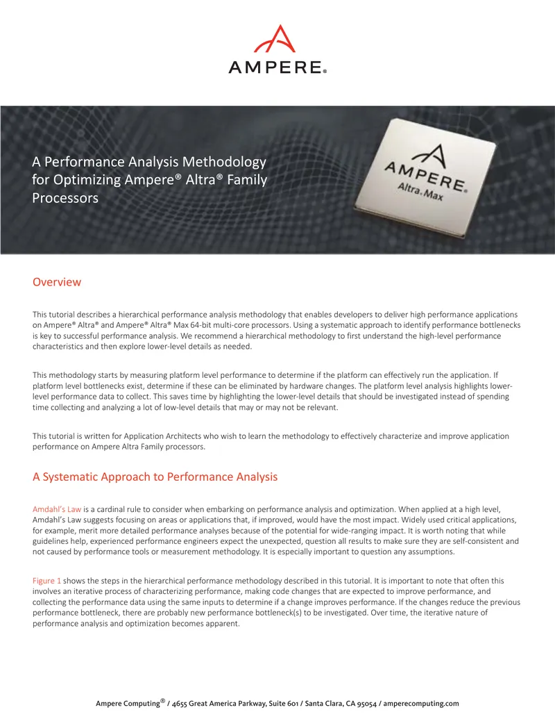 Hierarchical Performance Analysis Methodology for Ampere Processors
