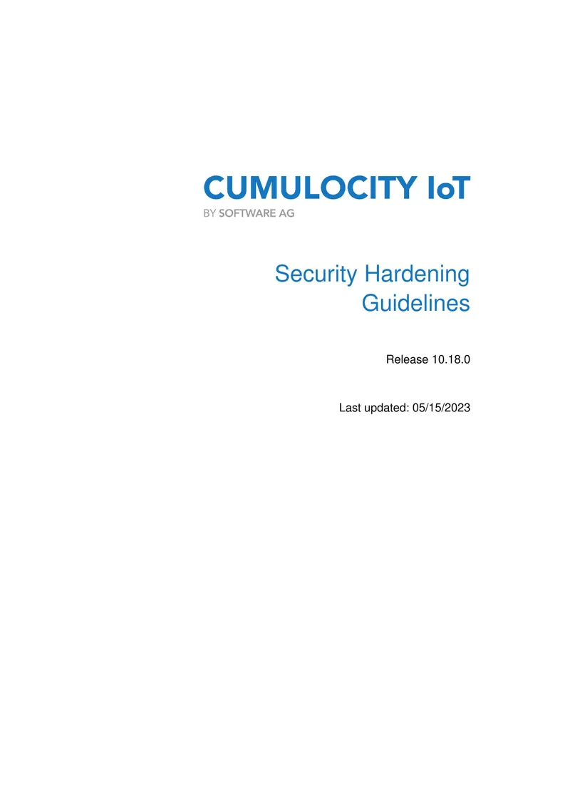 Security Hardening Guidelines for Cumulocity IoT 10.18.0