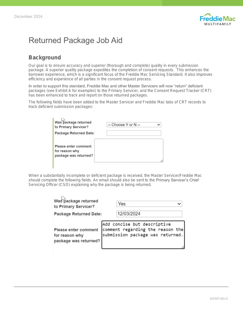 Returned Package Job Aid for Consent Requests