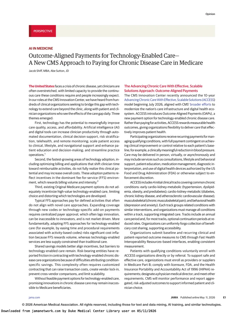 Outcome-Aligned Payments for Technology-Enabled Care