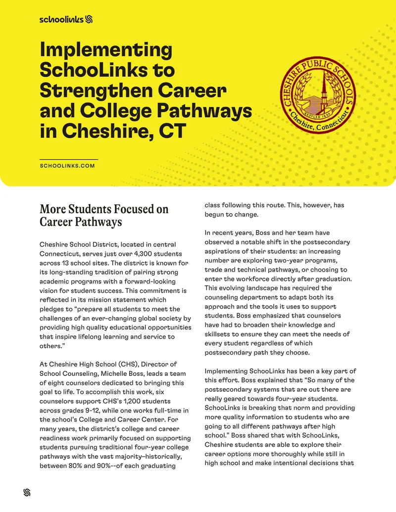 Implementing SchooLinks for Career and College Pathways