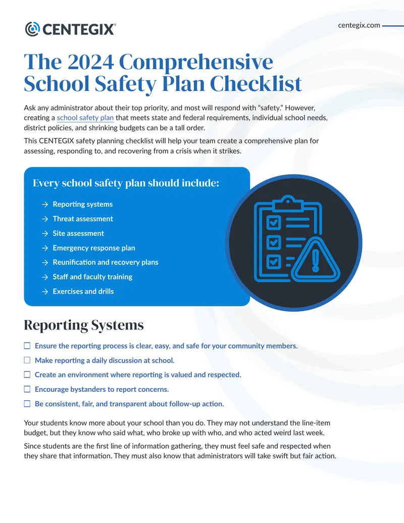 2024 Comprehensive School Safety Plan Checklist