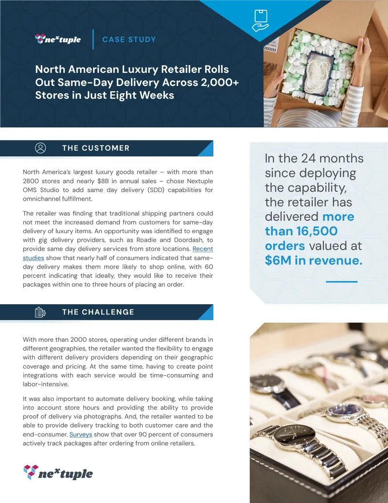 North American Luxury Retailer Same-Day Delivery Case Study