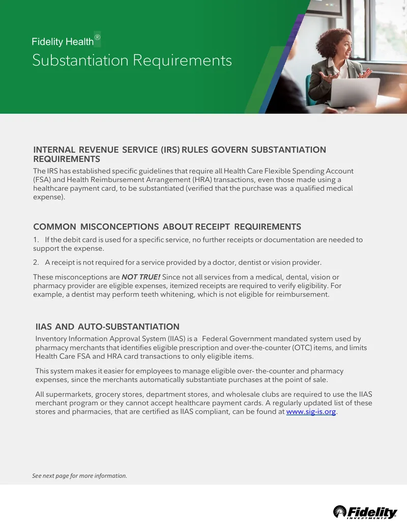 Fidelity Health Substantiation Requirements Guide