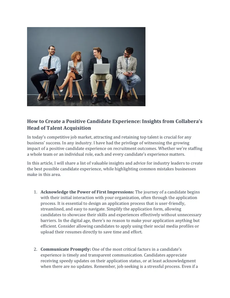 Creating a Positive Candidate Experience