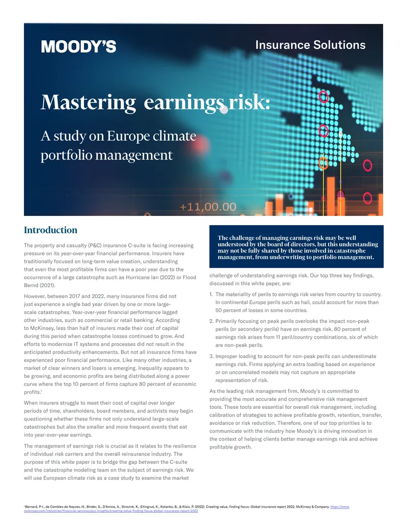 Managing Earnings Risk in Property and Casualty Insurance