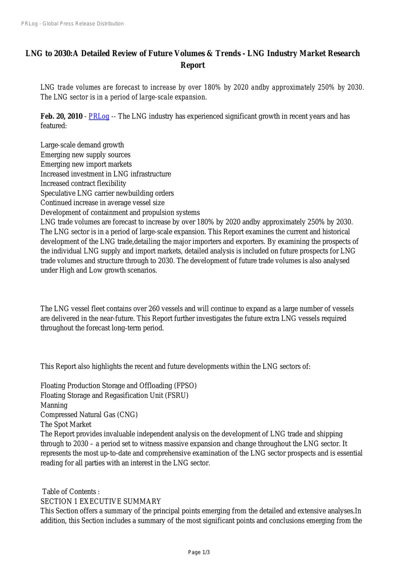 LNG Industry Market Research Report to 2030
