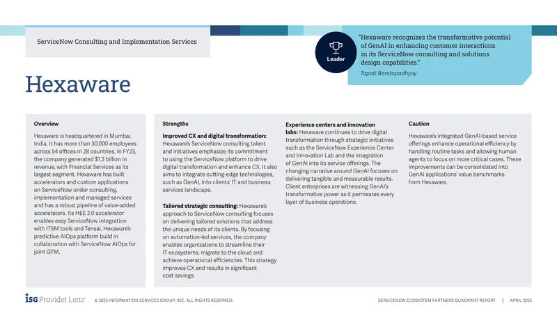 Servicenow Ecosystem Partners Quadrant Report