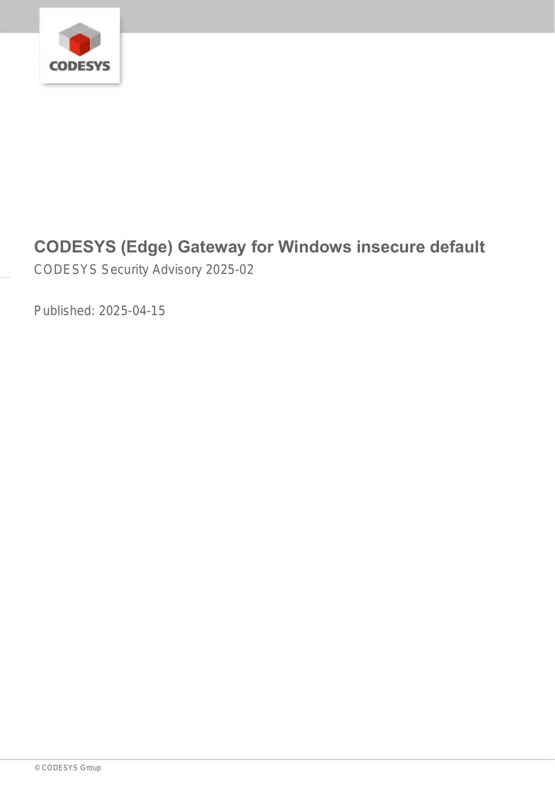 CODESYS Security Advisory 2025-02