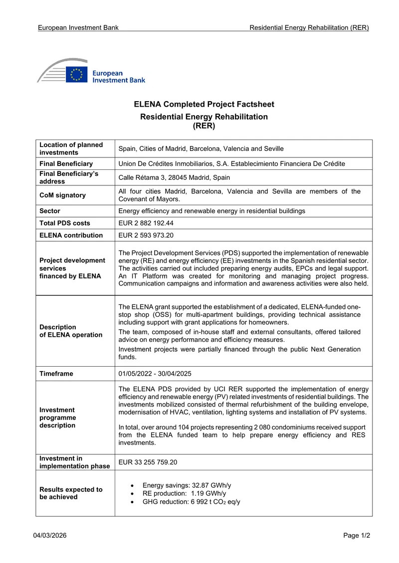 Residential Energy Rehabilitation Project Factsheet