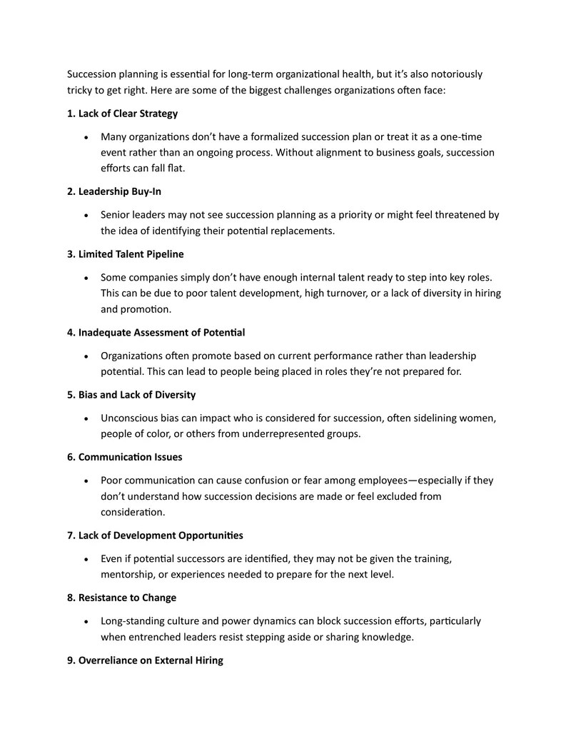 Challenges in Succession Planning for Organizations