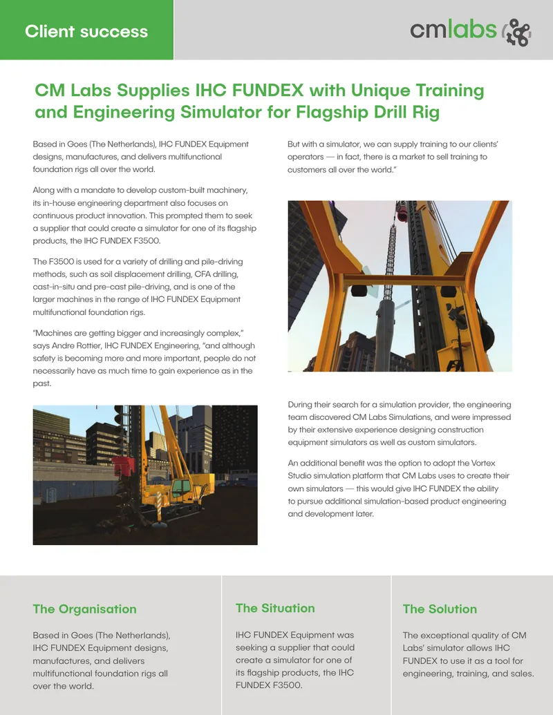 IHC FUNDEX Equipment Simulator Development Case Study