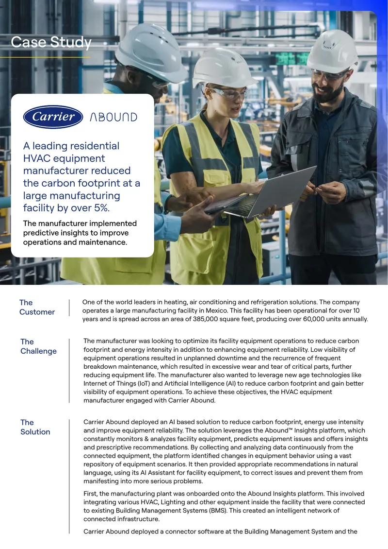 HVAC Equipment Manufacturer Carbon Footprint Reduction Case Study