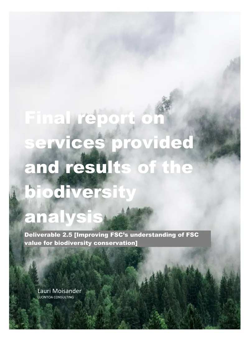 Final Report on Biodiversity Analysis Services