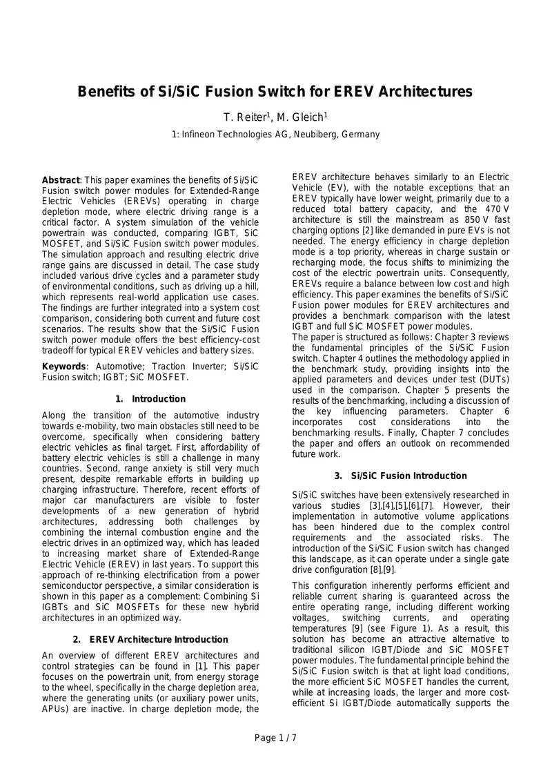 Benefits of Si/SiC Fusion Switch for EREV Architectures