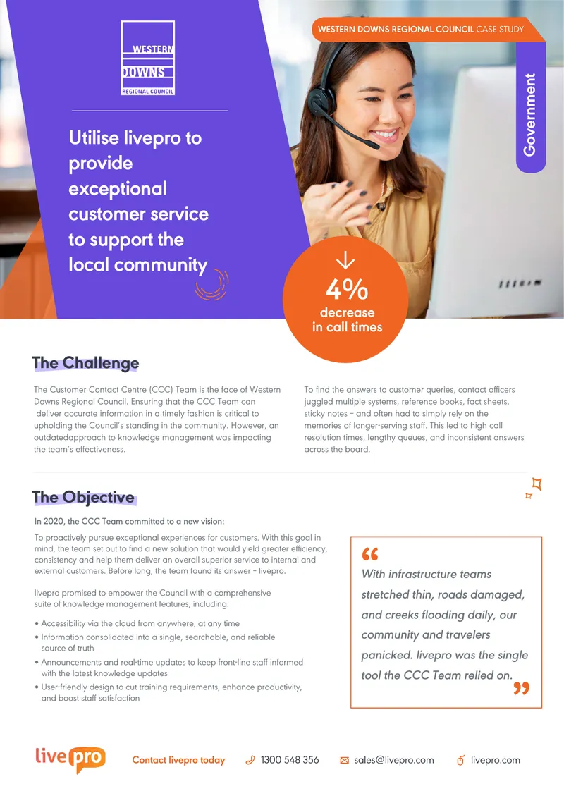 Western Downs Regional Council Customer Service Case Study