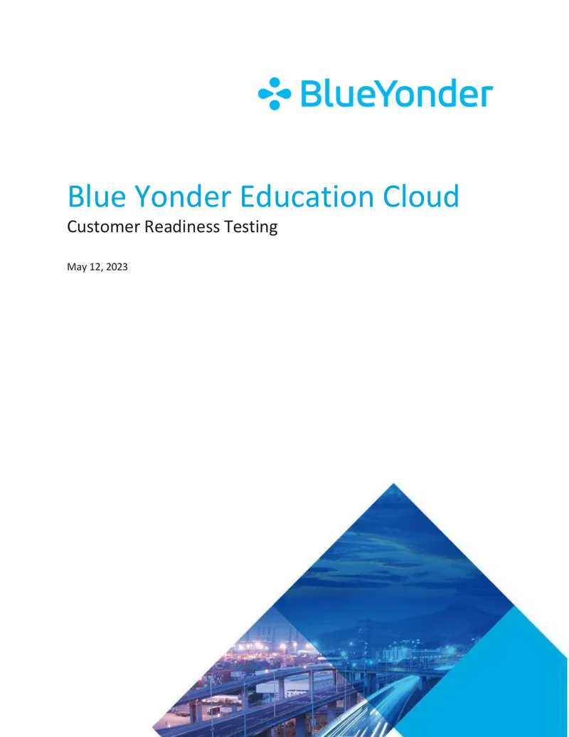 Blue Yonder Education Cloud Customer Readiness Testing