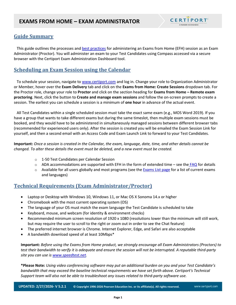 Exams from Home Administrator Guide