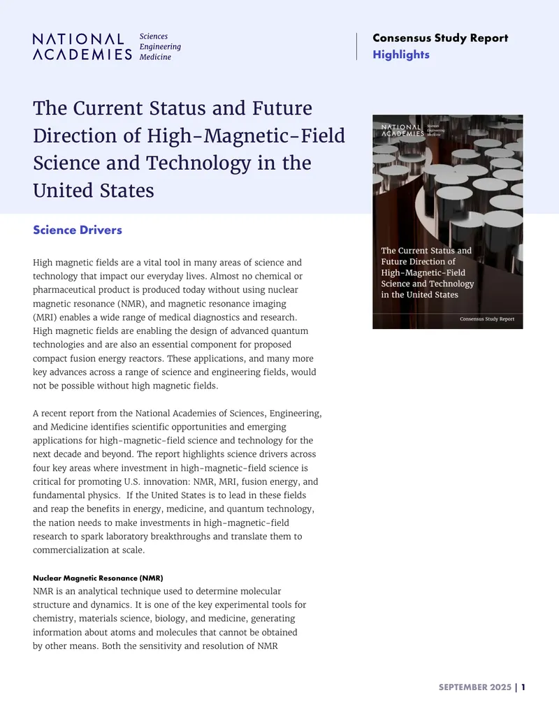 Current Status and Future Direction of High-Magnetic-Field Science