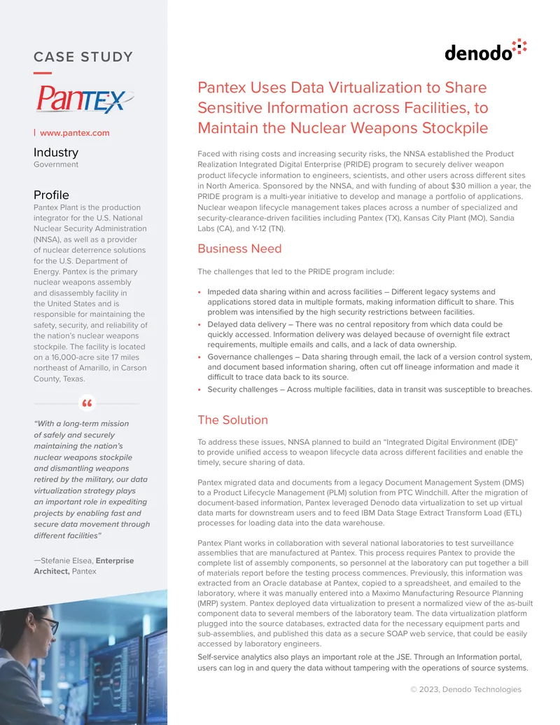 Pantex Case Study on Data Virtualization Implementation