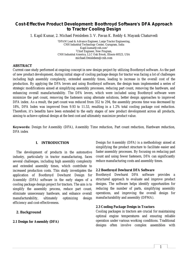Cost-Effective Product Development Using DFA Software