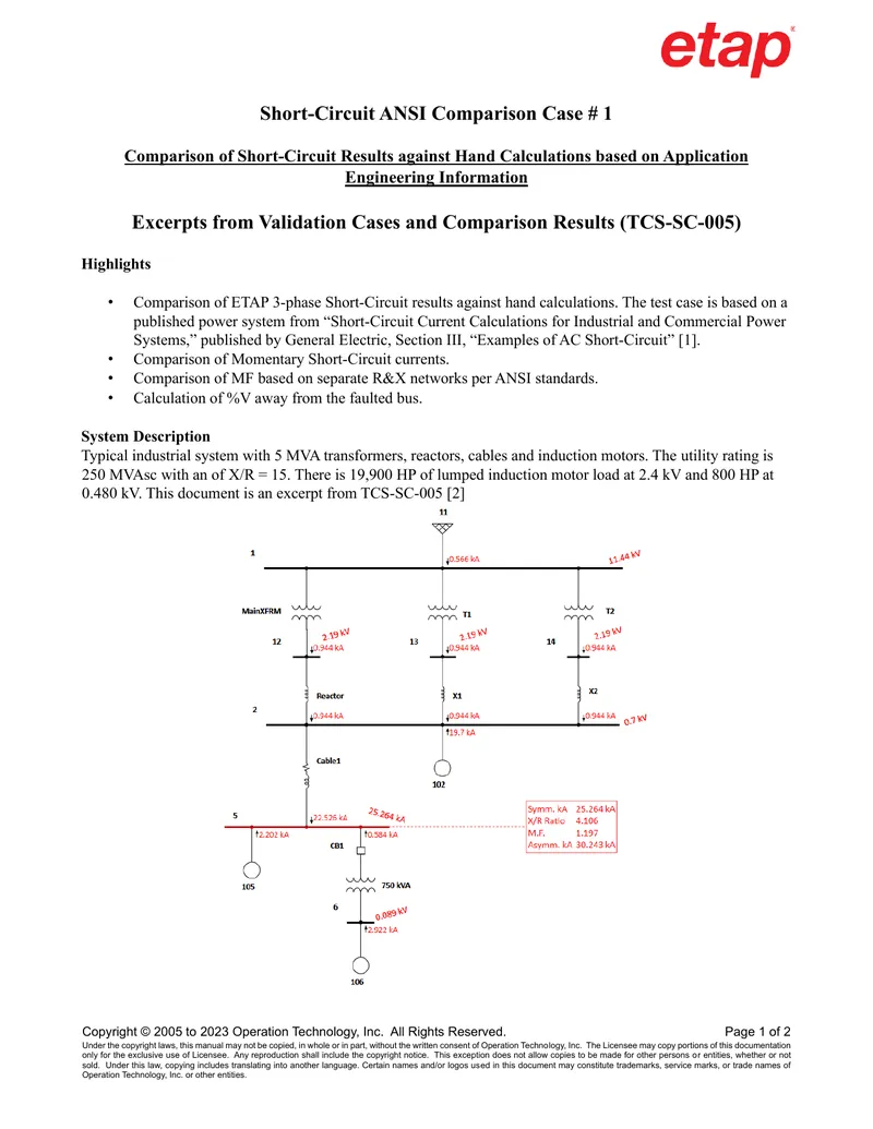 Short-Circuit ANSI Comparison Case Study