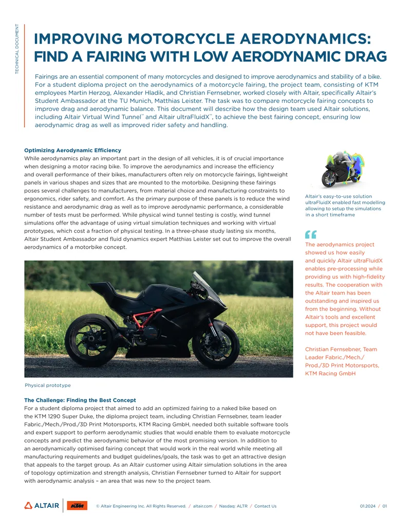 Improving Motorcycle Aerodynamics with Fairing Design